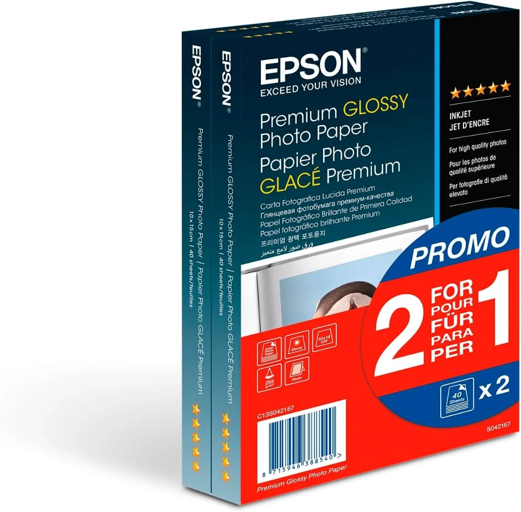 EPSON PAPIER PHOTO PREMIUM GLACE 10X15 40F 1+1